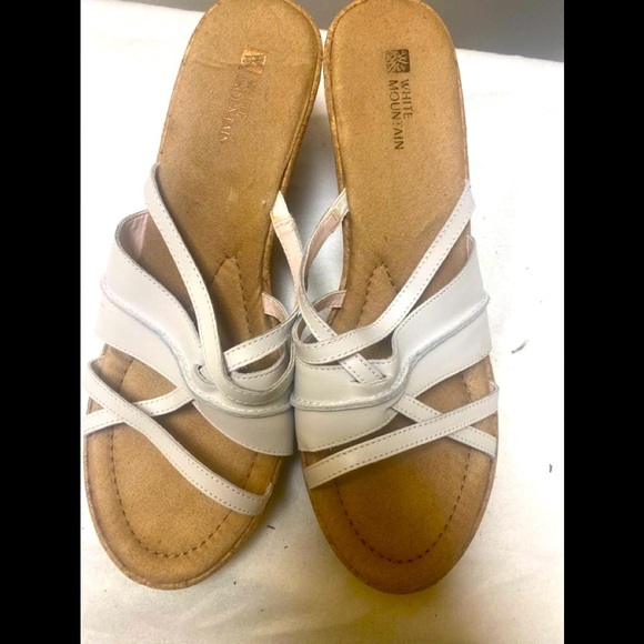 White Mountain White Leather Scrap Sandals - Picture 2 of 7